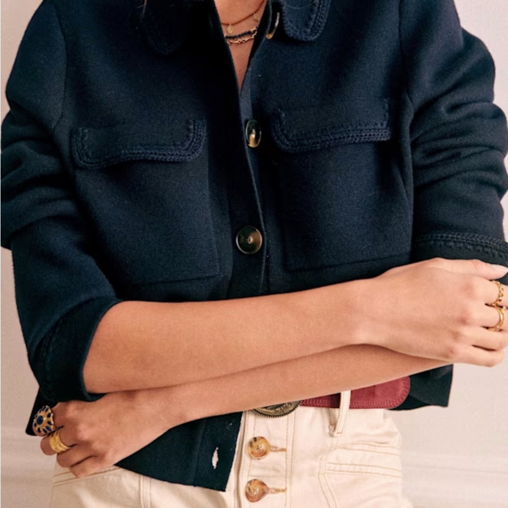 Sezane Betty Cardigan - Navy Crochet